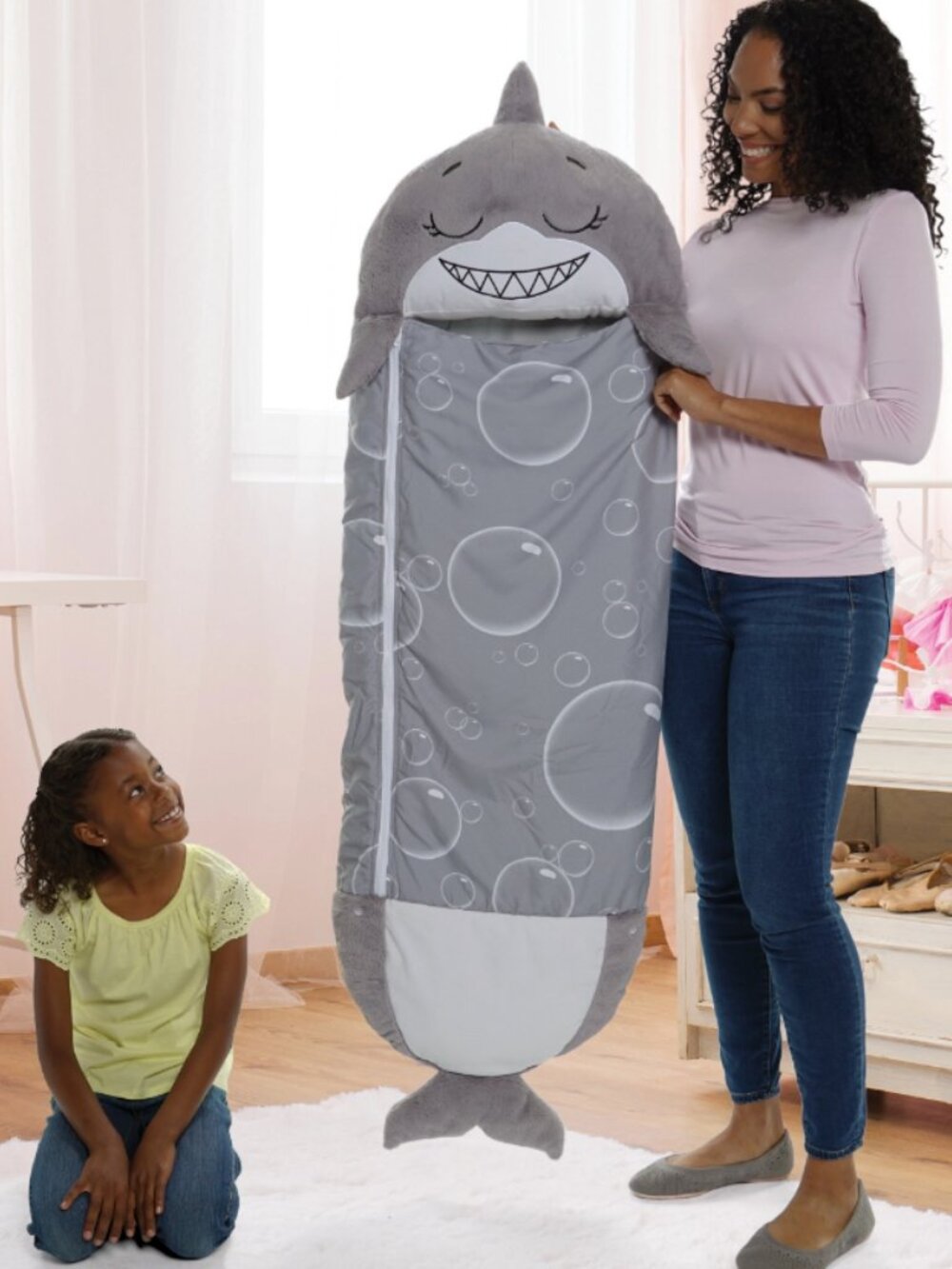 NIB Happy Nappers Pillow & Sleepy Sack Size Medium Grey Shark